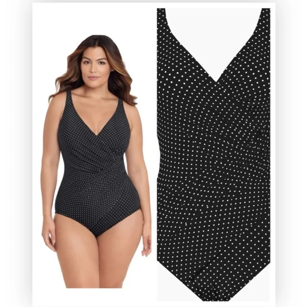 MiracleSuit Pin Point Oceanus One Piece Swimsuit NWT 20W $184